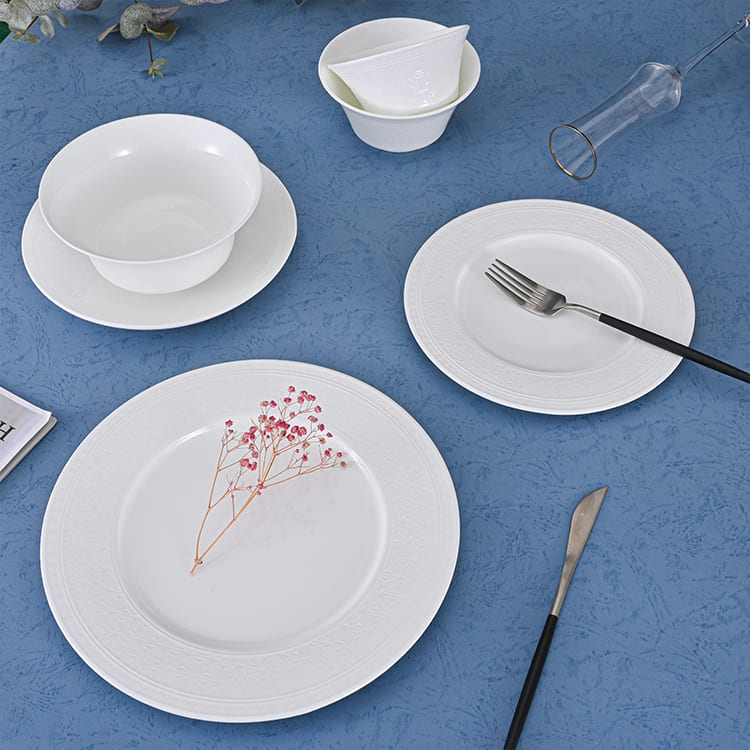 White Embossed Bone China Dinnerware (5)